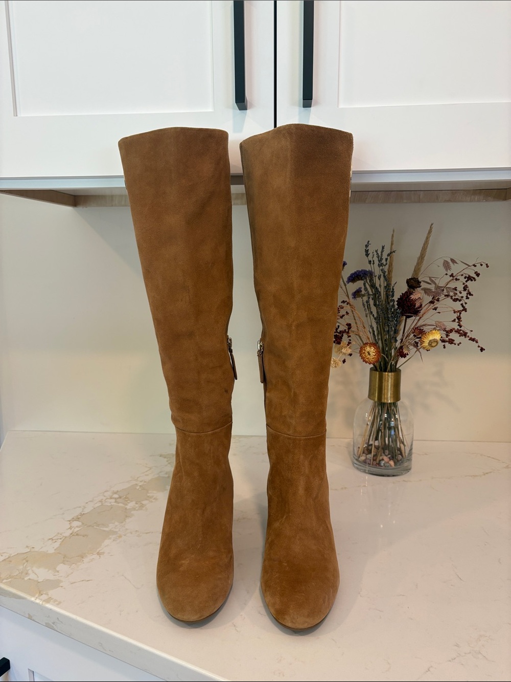 Kate Spade Helena Cognac Suede Over-The-Knee Block Heel Boots - Picture 2 of 8